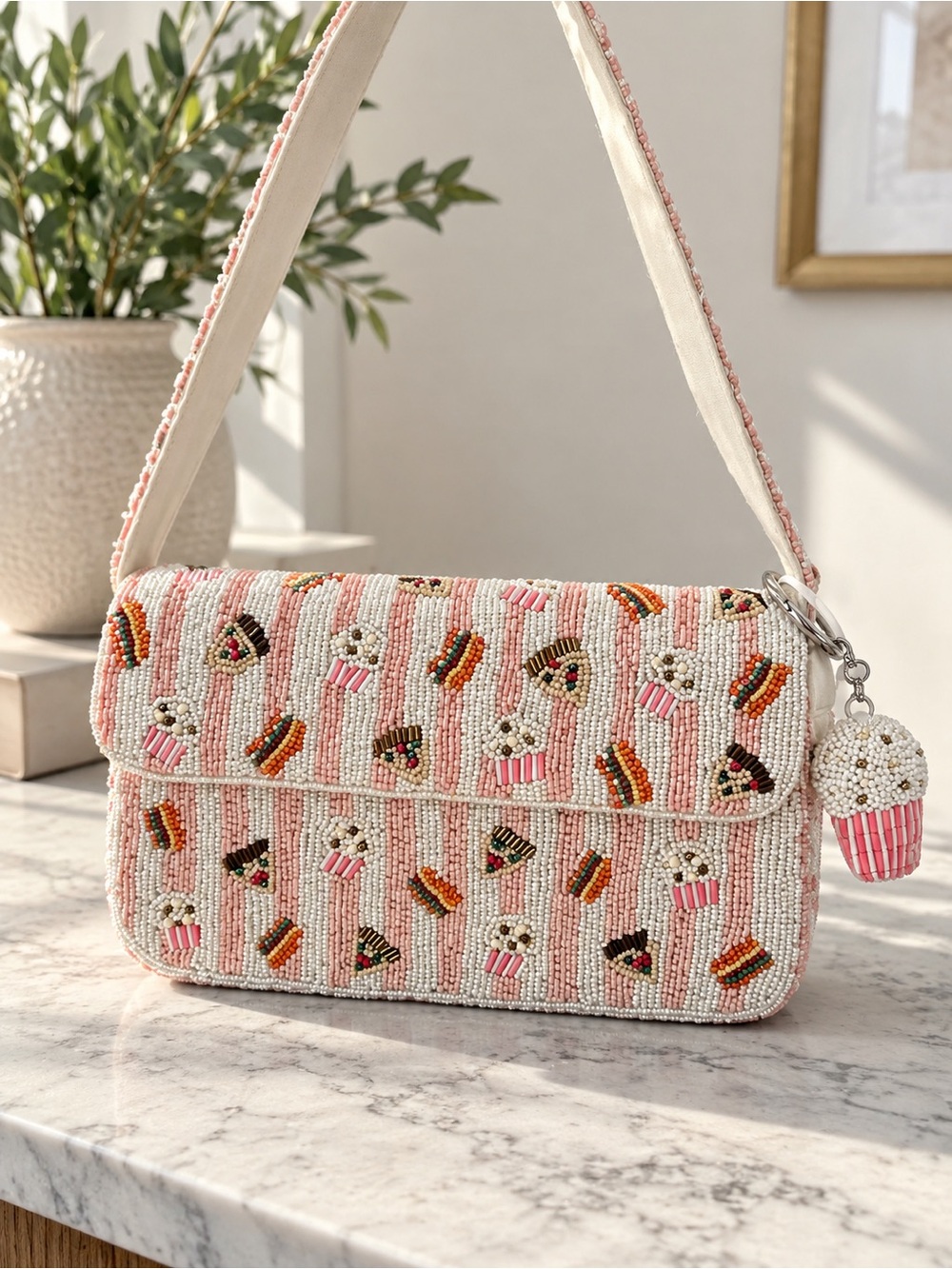 Handcrafted in India Beaded Sweet Treat Shoulder Bag 🧁💕